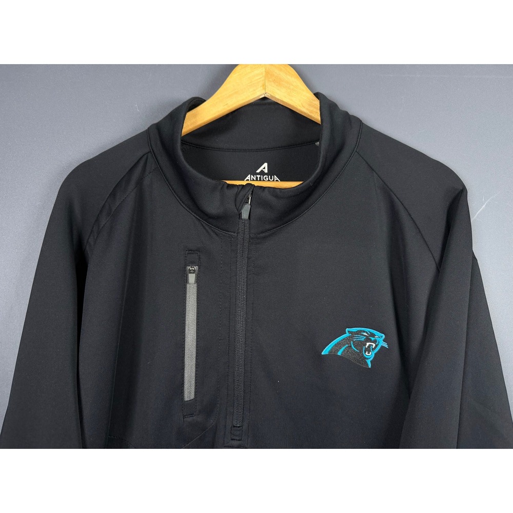 Antigua Carolina Panthers NFL Football Mens 3XL Black 1/4 Zip Pullover Jacket